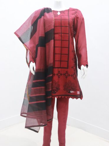 Pure Cotton Net Stuff Self Print Design 3 Pieces