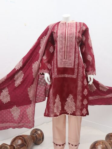 Pure Cotton Net Stuff Table Print Design 3 Pieces