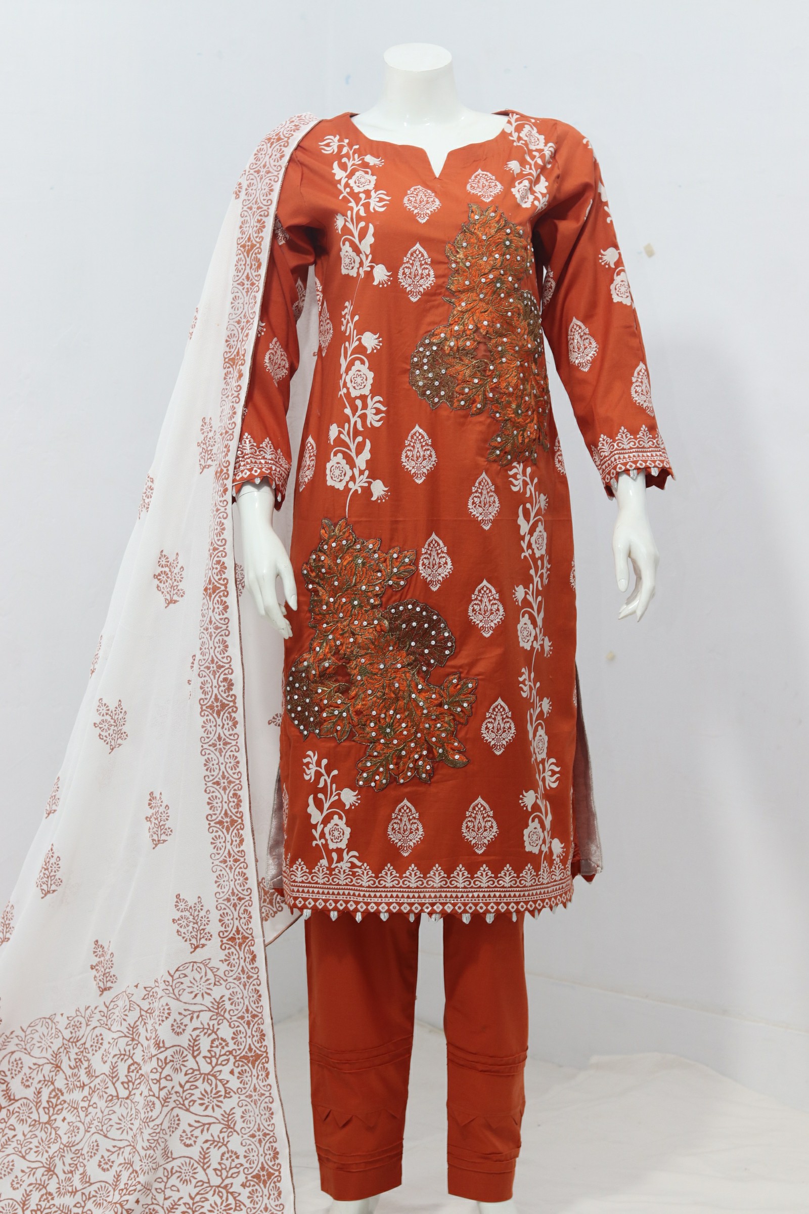 Pure Lawn Stuff Block Print & Embroidery Design 3 Piece