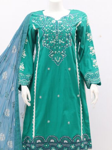 Pure Lawn Stuff Block Print Embroidery Design 3 Piece