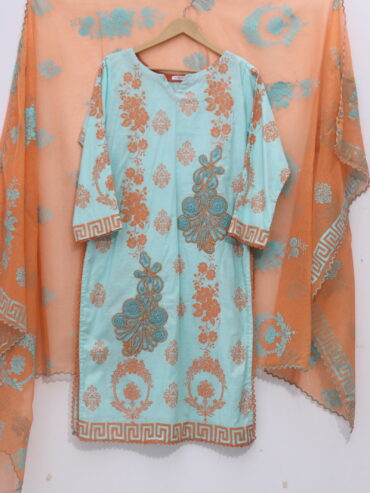 Pure Lawn Stuff Block Print  Embroidrey Patch 2 Piece