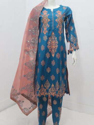 Pure Lawn Stuff Block Print & Embroidery Patch 3 Piece