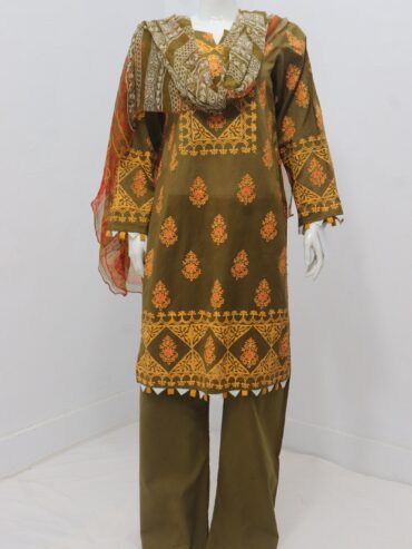 Pure Lawn Stuff Block Print Design 3 Piece