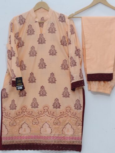 Pure Lawn Stuff Block Print  & Embroidery Design 2 Piece