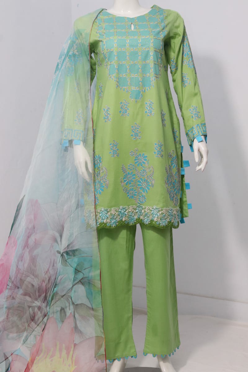 Pure Lawn Stuff block Print Emboridery Design 3 Piece