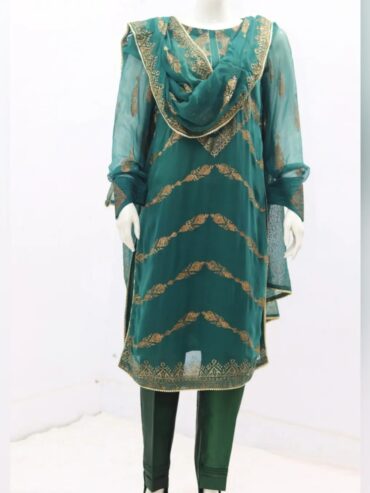 Pure indian chiffon fabric Block Print Design 3 Piece