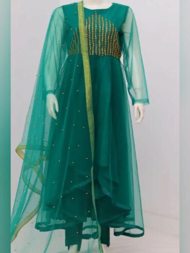 Pure Indian Net Fabric Tom style Design Frok 3 piece