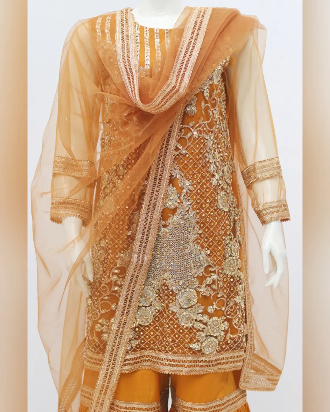 Pure Indian Net Fabric Eboridery Heavy Stone Work 3 Piece suit - Image 2