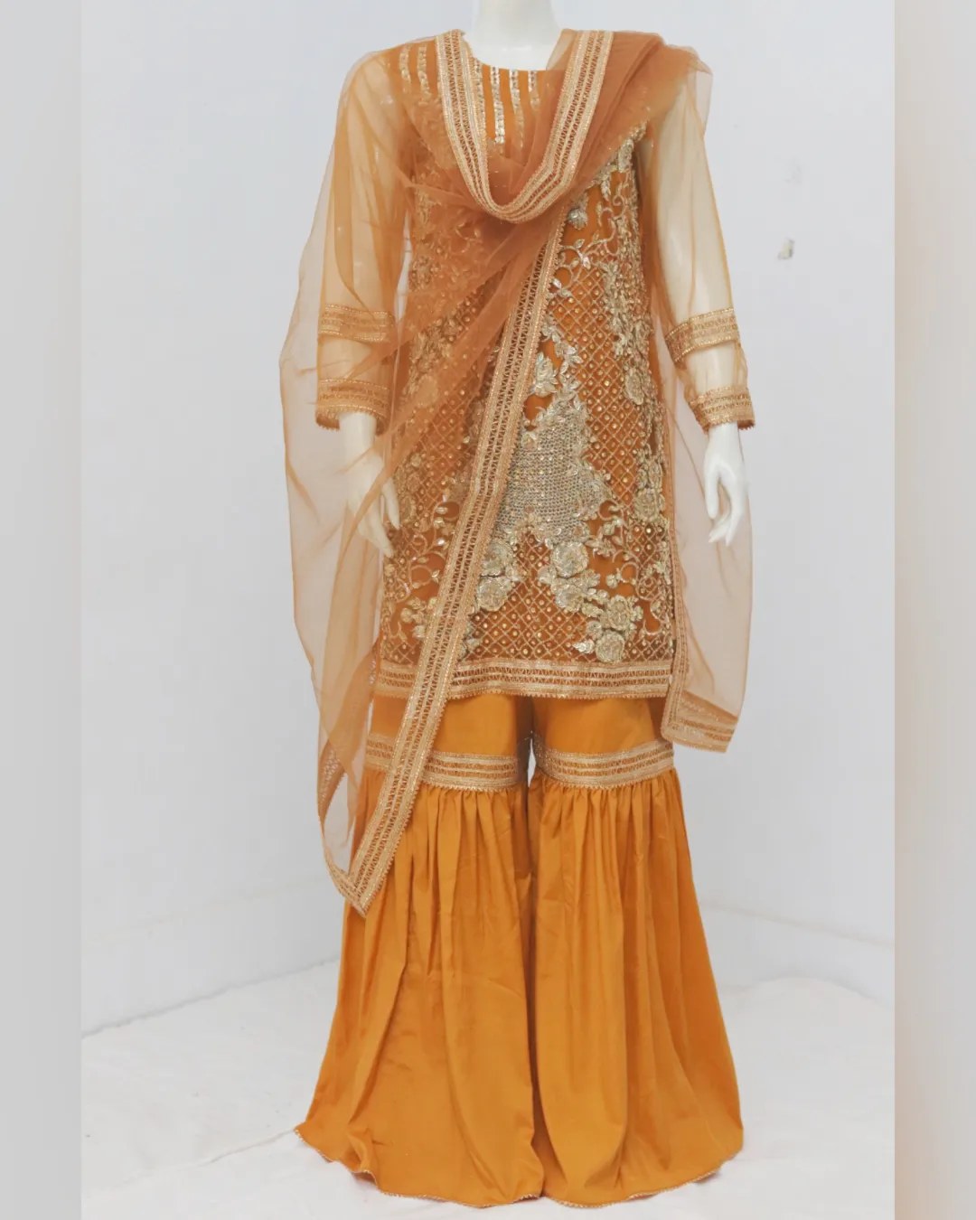 Pure Indian Net Fabric Eboridery Heavy Stone Work 3 Piece suit