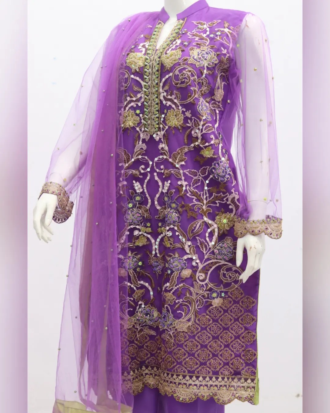 Pure Indian Net Fabric Eboridery & Heavy Stone Work 3 Piece suit - Image 5