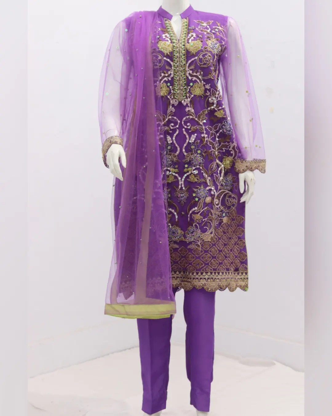 Pure Indian Net Fabric Eboridery & Heavy Stone Work 3 Piece suit - Image 2