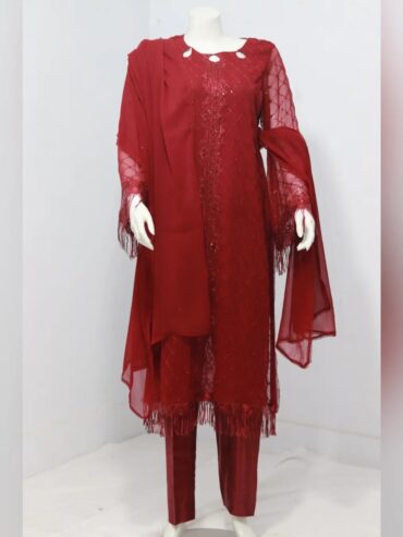 Pure indian chiffon fabric Emboridery Design 3 Piece