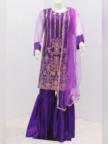 Pure Indian Net Fabric Eboridery  Heavy Stone Work 3 Piece suit