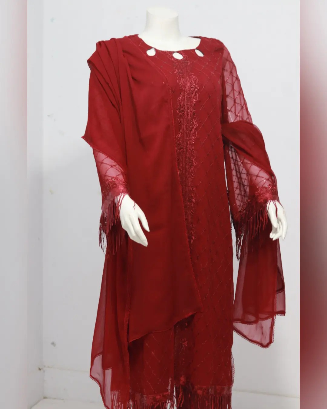 Pure indian chiffon fabric Emboridery Design 3 Piece - Image 3