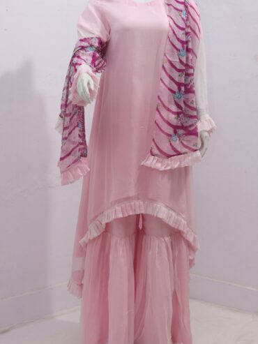 Pure Indian Chiffon Fabric Impressive Design 3 Piece Suit