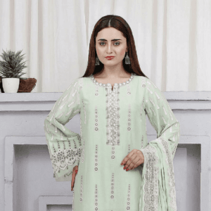 Zarmeen & Emaan Premium Embroidered Lawn 3-Piece Suit (Pista Green)