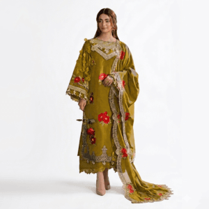 Zarmeen-Emaan-Premium-Embroidered-Lawn-ZE-759-Olive-Green