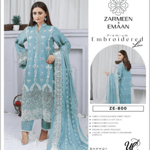 Zarmeen-Emaan-ZE-800-Premium-Embroidered-Lawn-Slate-Blue