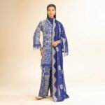 Alt Text: 3PCS Royal Blue Printed Lawn Suit with Fancy Voil Dupatta 42501501-R Front View